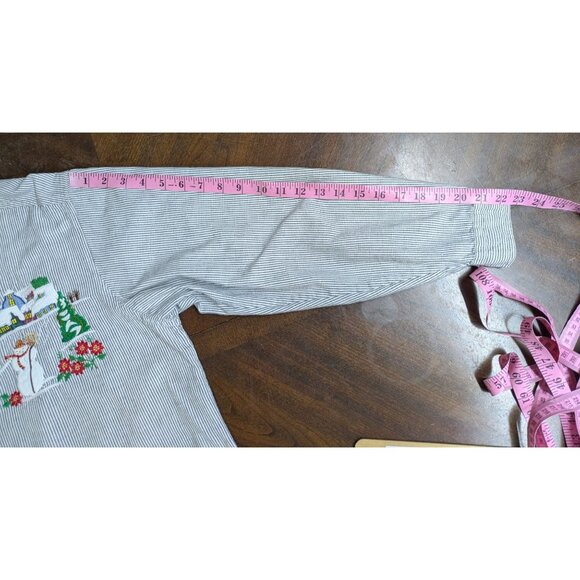 Vintage Casey & Max Christmas button front blouse striped velvet collar L - Picture 5 of 8